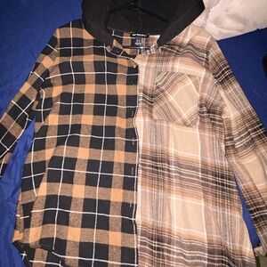 Checkered Button Down Shirt - Black and Brown